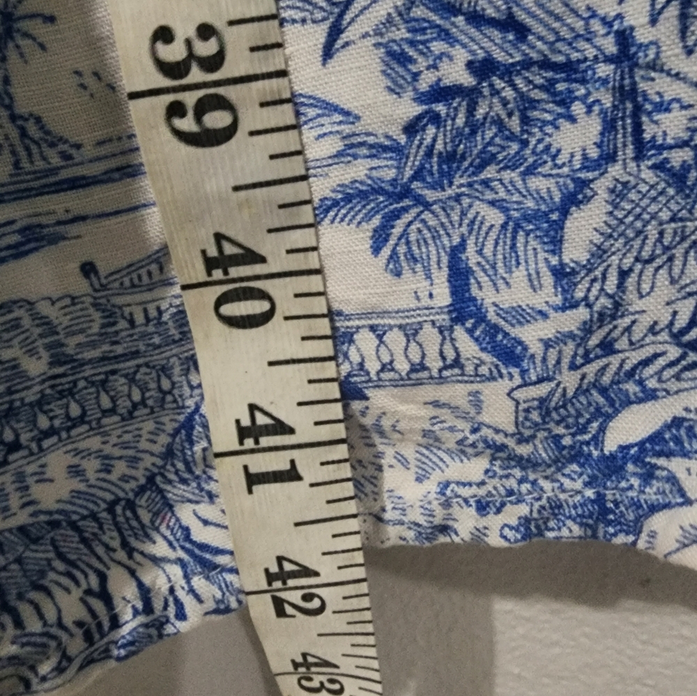 H&M White and Blue Floral Midi Sleeveless Dress Linen Blend Size 14 - Picture 9 of 13